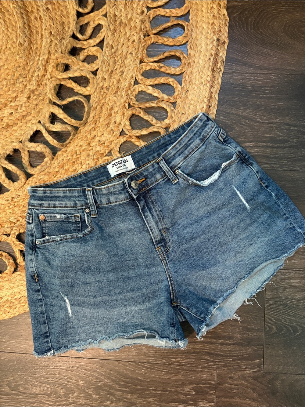 Levi's Mid Wash Distressed Denim Cutoff Shorts